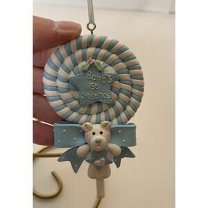 Blue Baby 1st Christmas Lollipop Sucker Ornament Encore Bear 4"